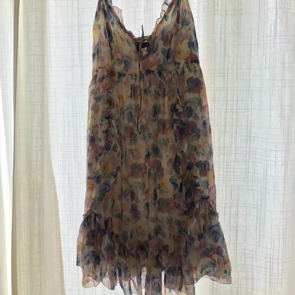 Flowy Floral 🌹 Dress with painted flowers 💞 Large, L Abercrombie & Fitch